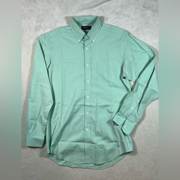 Ralph Lauren Purple Label Size Small Made in Italy Green Dress Shirt EUC RLPL - Picture 2 of 11